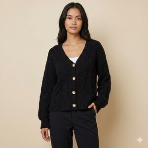 0116 - POL Black Button-Up Cardigan
